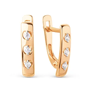 Серьги из красного золота с фианитами