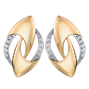 Серьги из красного золота с фианитами