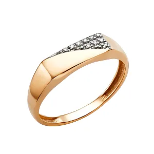 Кольцо из красного золота с фианитами