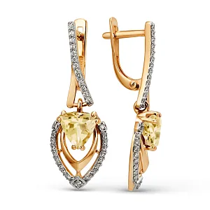 Серьги из красного золота с цитринами