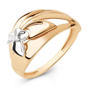 Кольцо из красного золота с фианитом