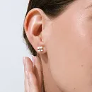 Серьги пусеты из красного золота с фианитами