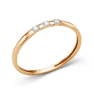 Кольцо из красного золота с фианитами