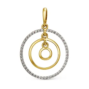 Подвеска из желтого золота с фианитами