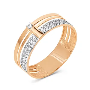 Кольцо из красного золота с фианитами