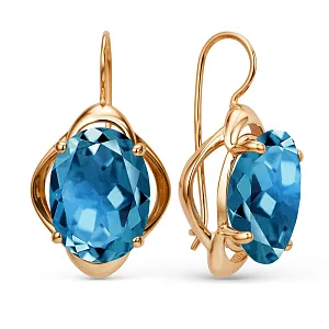 Серьги из красного золота с лондон топазами