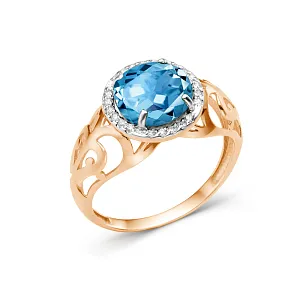 Кольцо из красного золота с swiss топазом