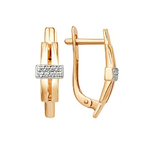 Серьги из красного золота с фианитами