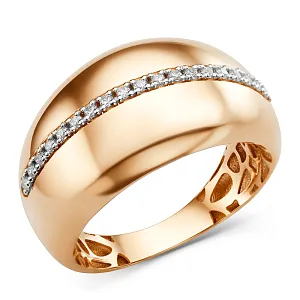 Кольцо из красного золота с фианитами