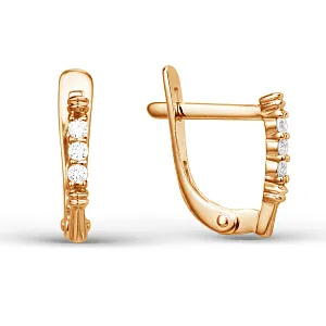 Серьги из красного золота с фианитами