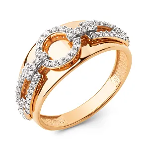 Кольцо из красного золота с фианитами