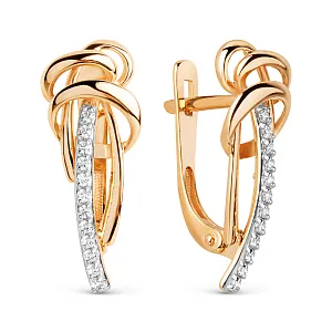 Серьги из красного золота с фианитами