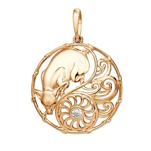 Подвеска из красного золота с фианитом