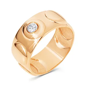 Кольцо из красного золота с фианитом