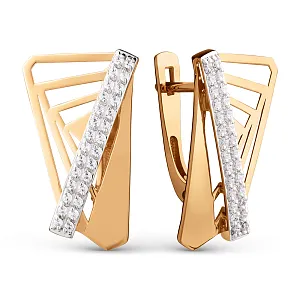 Серьги из красного золота с фианитами