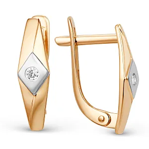 Серьги из красного золота с фианитами