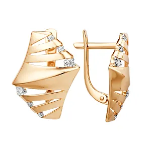 Серьги из красного золота с фианитами