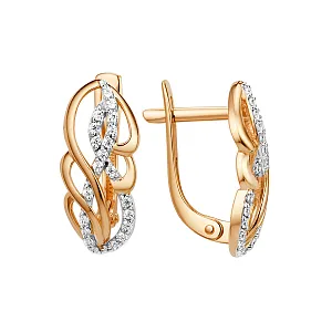 Серьги из красного золота с фианитами