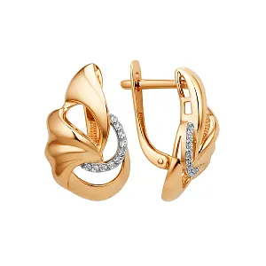 Серьги из красного золота с фианитами