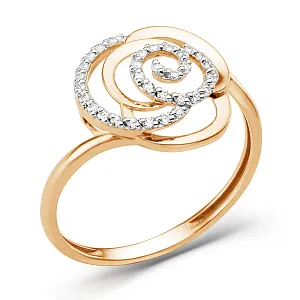 Кольцо из красного золота с фианитами