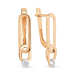 Серьги из красного золота с фианитами