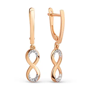 Серьги из красного золота с фианитами