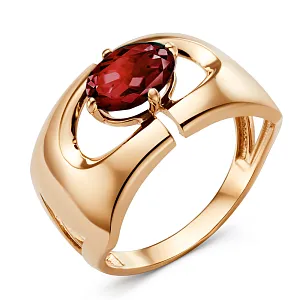 Кольцо из красного золота с гранатом