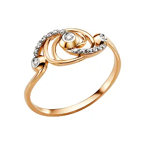 Кольцо из красного золота с фианитами