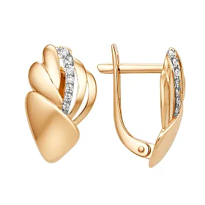 Серьги из красного золота с фианитами