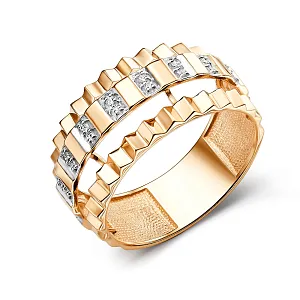 Кольцо из красного золота с фианитами