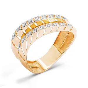 Кольцо из красного золота с фианитами