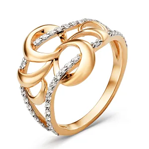 Кольцо из красного золота с фианитами