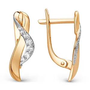 Серьги из красного золота с фианитами