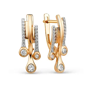 Серьги из красного золота с фианитами