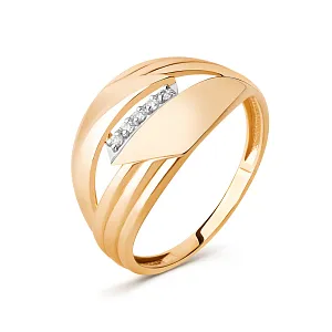 Кольцо из красного золота с фианитами