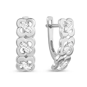 Серьги из белого золота с фианитами