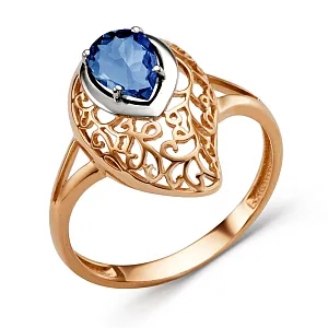 Кольцо из красного золота с корундом