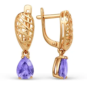 Серьги из красного золота с аметистами