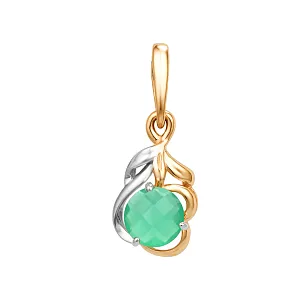 Подвеска из красного золота с зеленым агатом