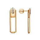 Серьги пусеты из красного золота с фианитами