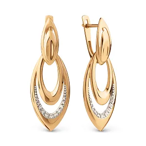 Серьги из красного золота с фианитами