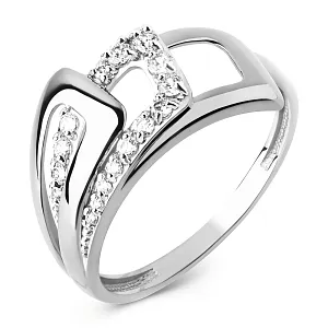 Кольцо из белого золота с фианитами