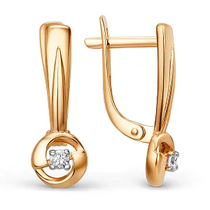 Серьги из красного золота с фианитами