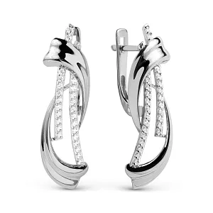 Серьги из белого золота с фианитами