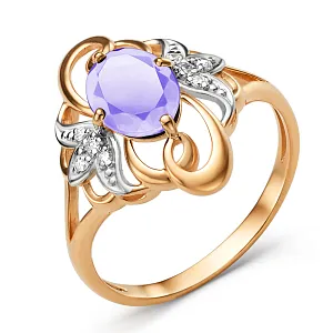 Кольцо из красного золота с аметистом