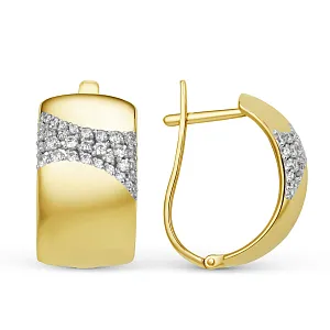 Серьги из желтого золота с фианитами