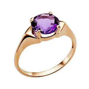 Кольцо из красного золота с аметистом