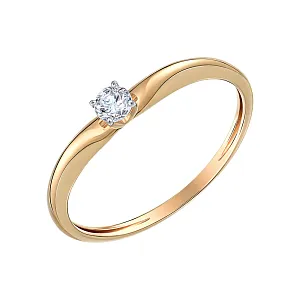 Кольцо из красного золота с бриллиантом