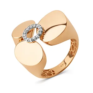 Кольцо из красного золота с фианитами