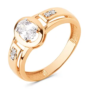 Кольцо из красного золота с фианитами